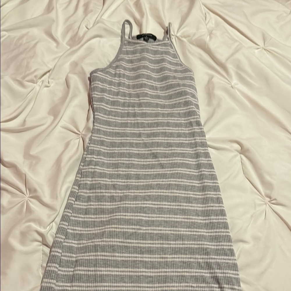 Fashion Nova Gray Halter Sleeveless Midi Sundress